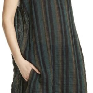 Eileen Fisher Women’s Nori Caftan Tunic Striped Top Size S/M Organic Cotton EUC